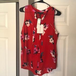 NWT 41 Hawthorn Floral Pleated Detail Blouse
